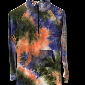 Womens  Top  by “LOVE” Tie Dye Colors Purple, Orange. Green & White  size M.